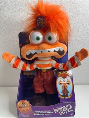 Disney Inside Out 2 Anxiety Plush Toy - Orange with White Stripes
